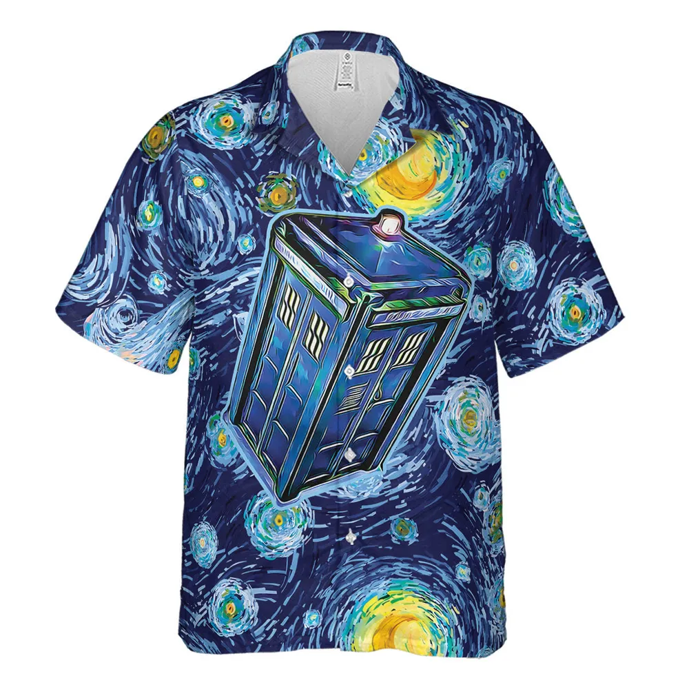 Tardis Starry Night Doctor Who Hawaiian Shirt - 2