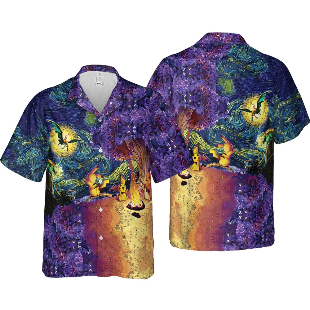 Pokemon Starry Night Campfire Hawaiian Shirt - 4