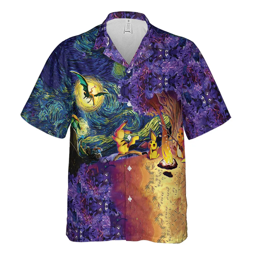 Pokemon Starry Night Campfire Hawaiian Shirt - 2