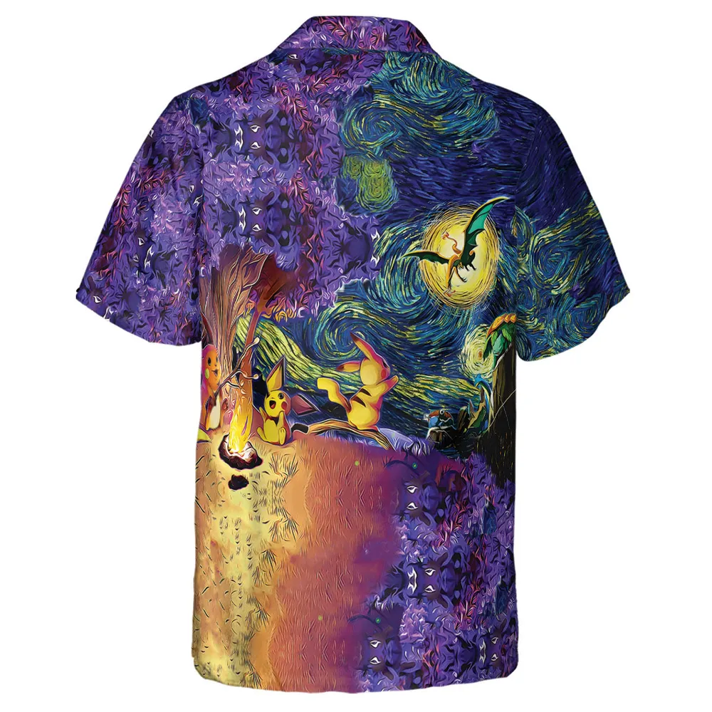 Pokemon Starry Night Campfire Hawaiian Shirt - 3