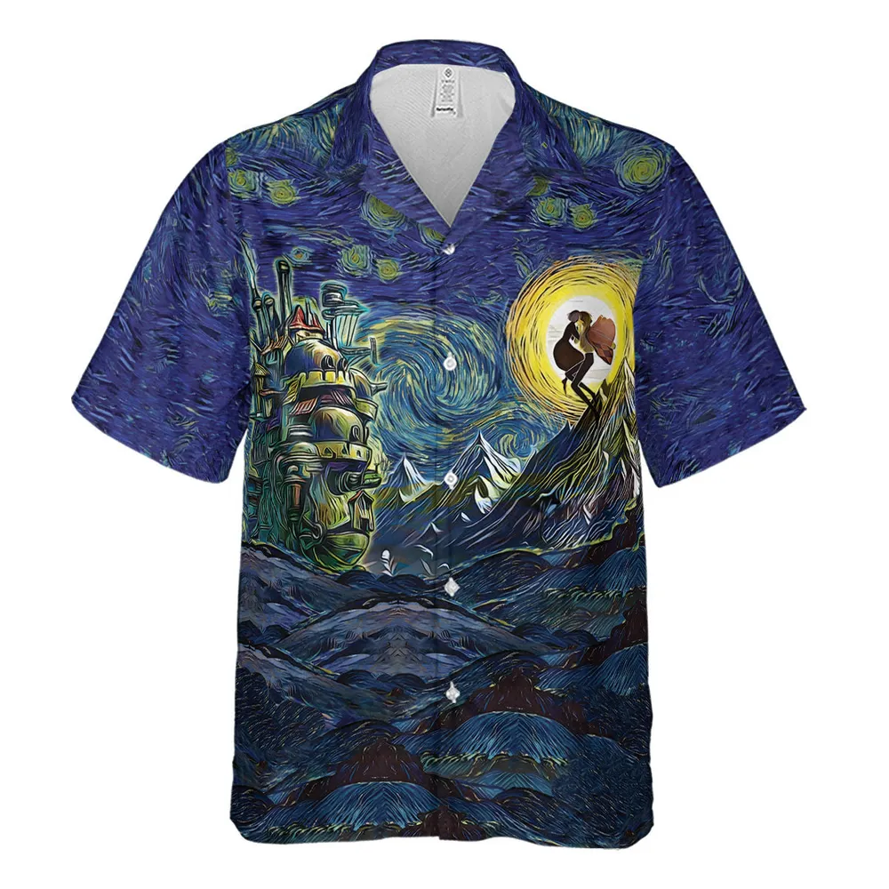 Howl’s Moving Castle Starry Night Hawaiian Shirt - 2