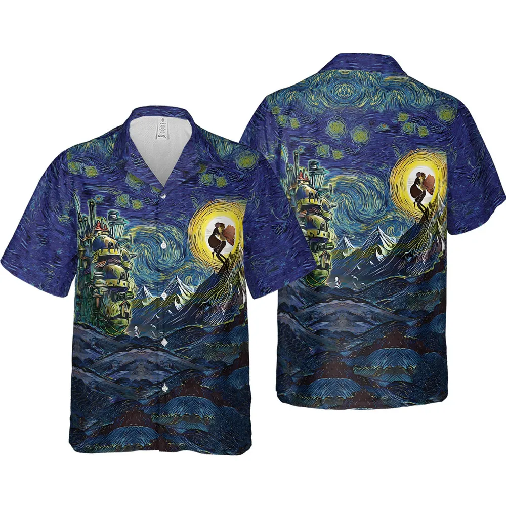 Howl’s Moving Castle Starry Night Hawaiian Shirt - 4