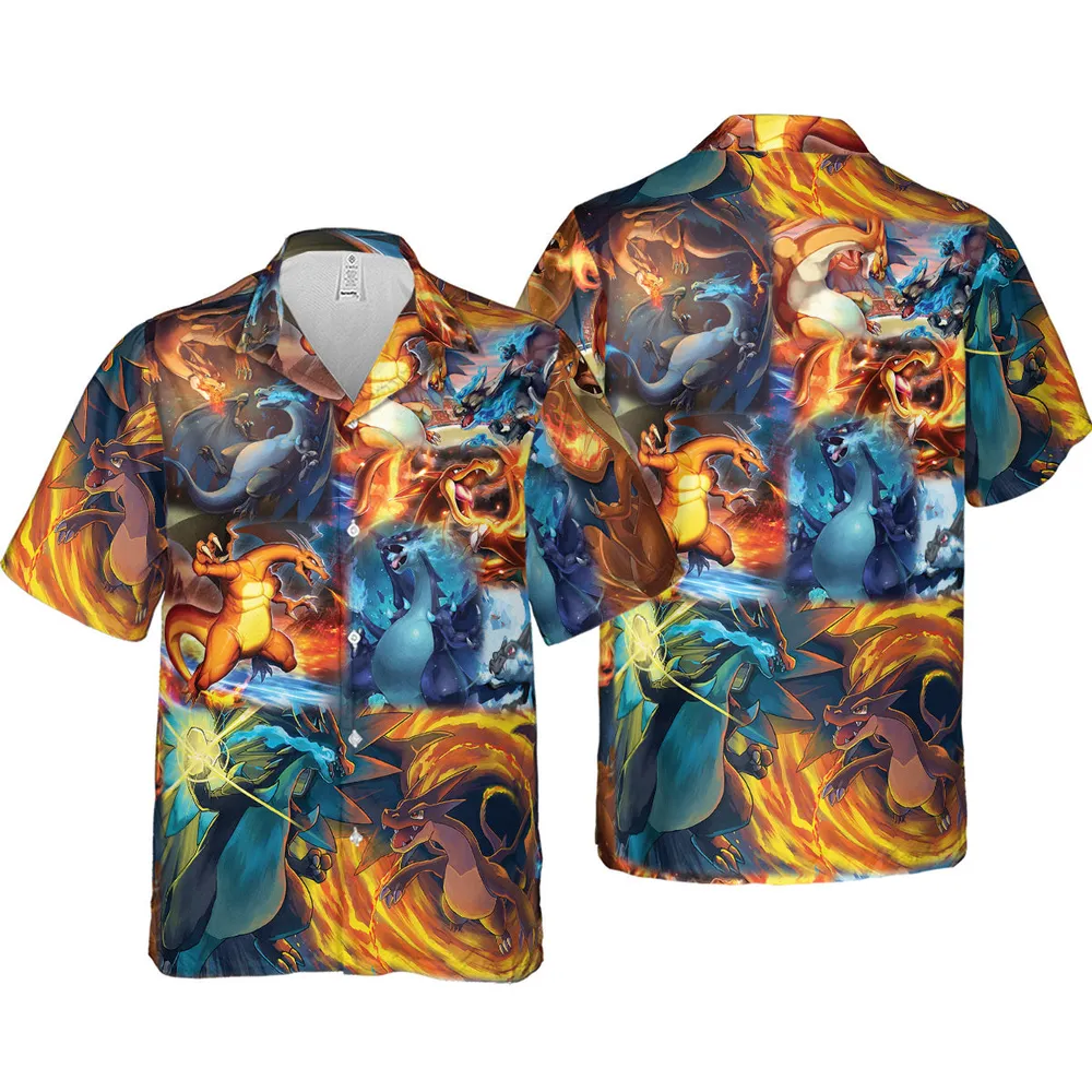 Charizard Ice Fire Dragon Combat Hawaiian Shirt - 4