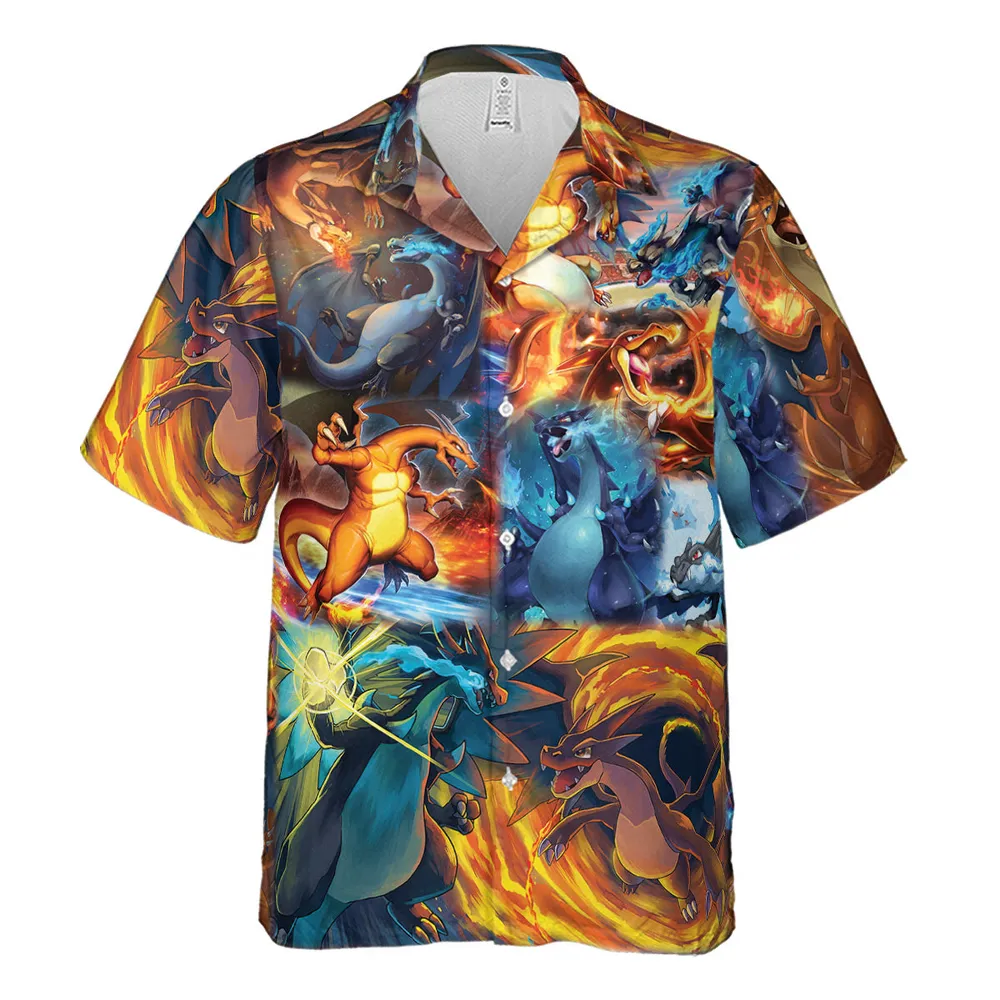 Charizard Ice Fire Dragon Combat Hawaiian Shirt - 2