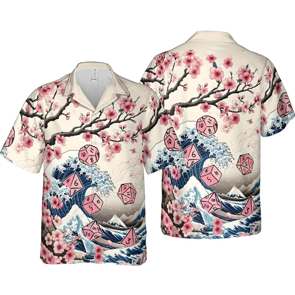 Pink Flower Dice DnD Hawaiian Shirt - 4