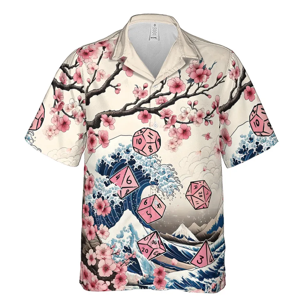 Pink Flower Dice DnD Hawaiian Shirt - 2