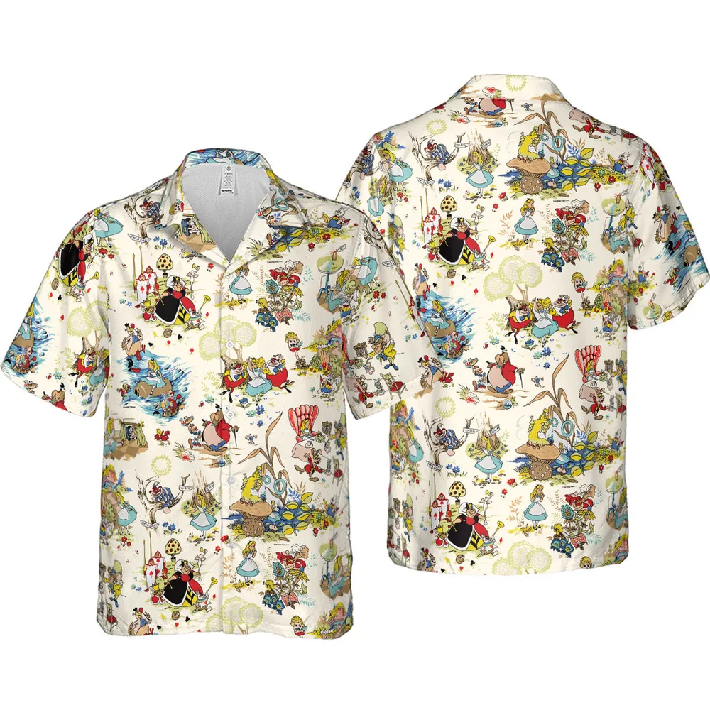 Alice In Wonderland Pattern Hawaiian Shirt - 4