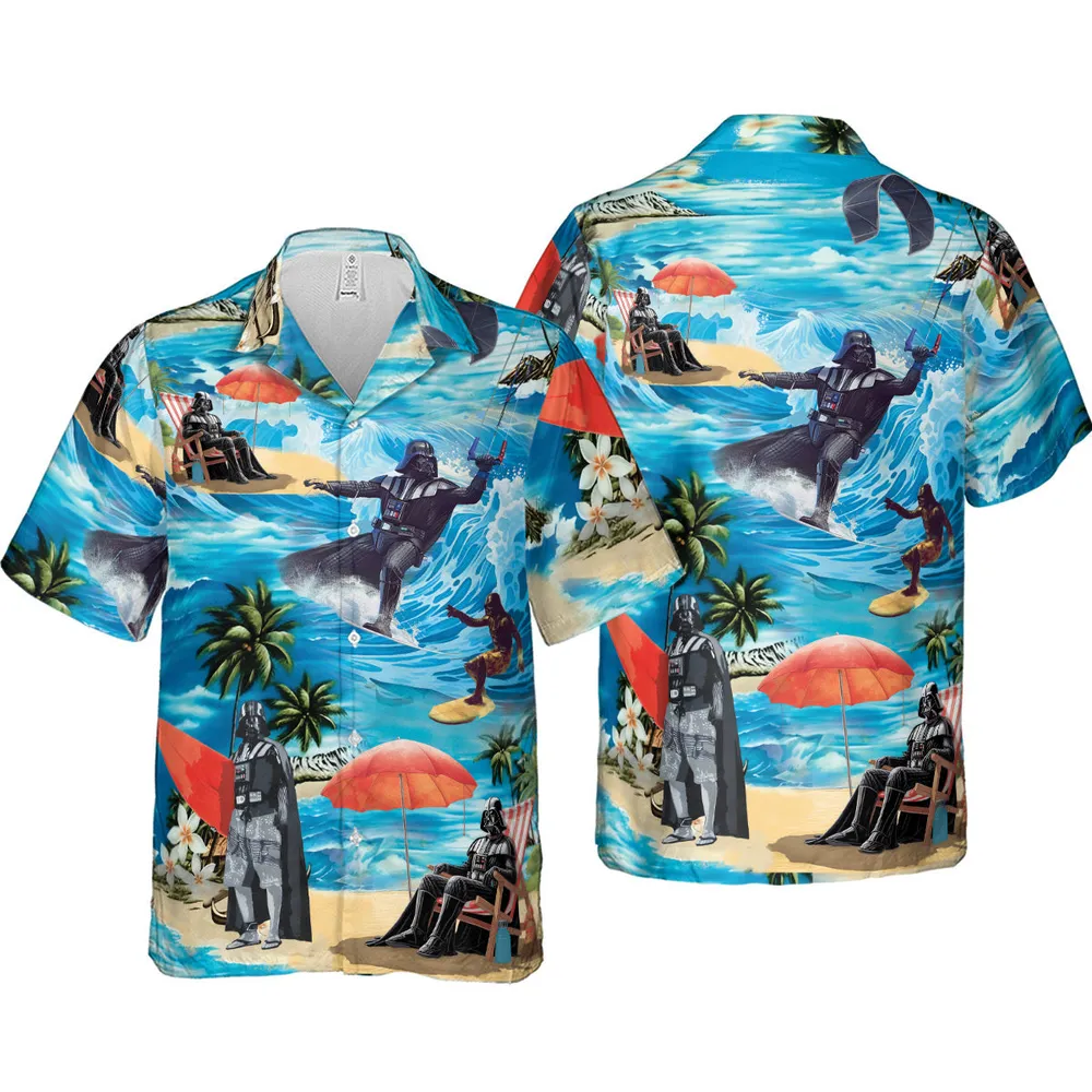 Darth Vader Surfing Hawaiian Shirt - 4