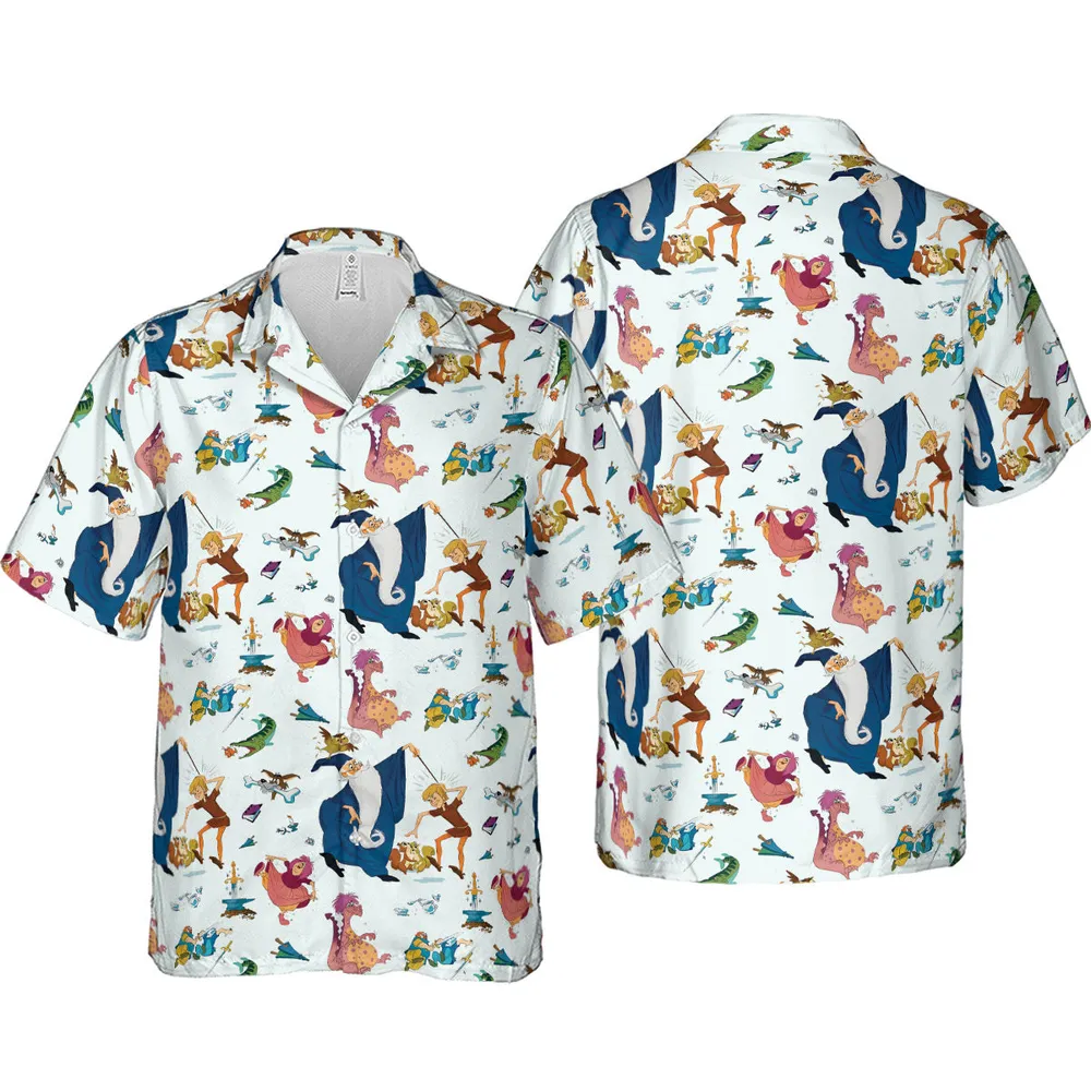 Sword in the Stone Pattern Hawaiian Shirt - 4