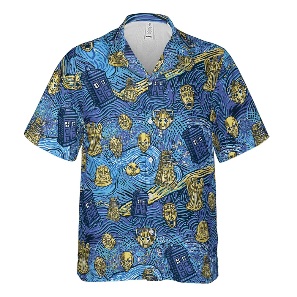 Starry Night Tardis Doctor Who Hawaiian Shirt - 2