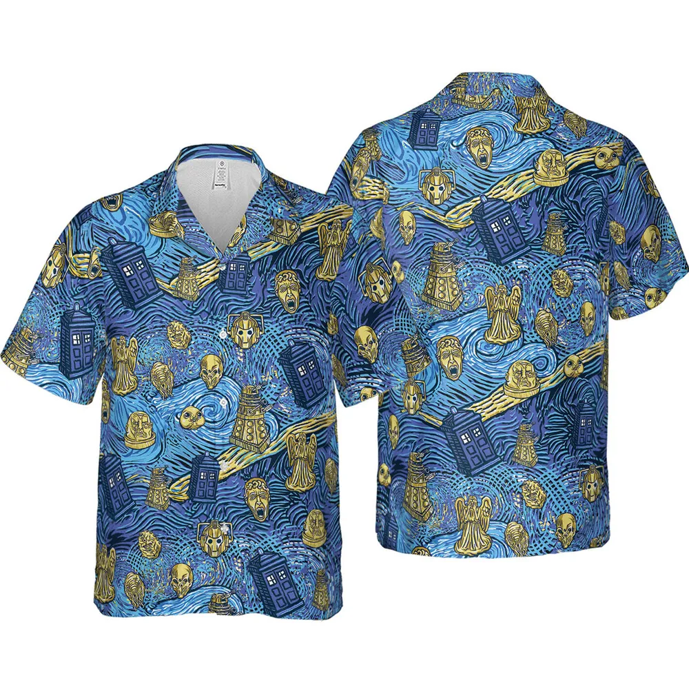 Starry Night Tardis Doctor Who Hawaiian Shirt - 4