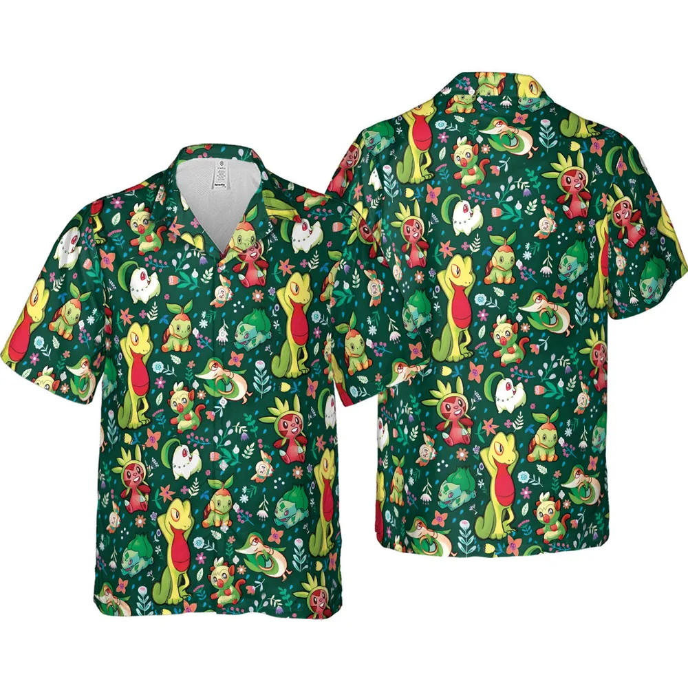 Grass Type Pokemon Hawaiian Shirt - 4