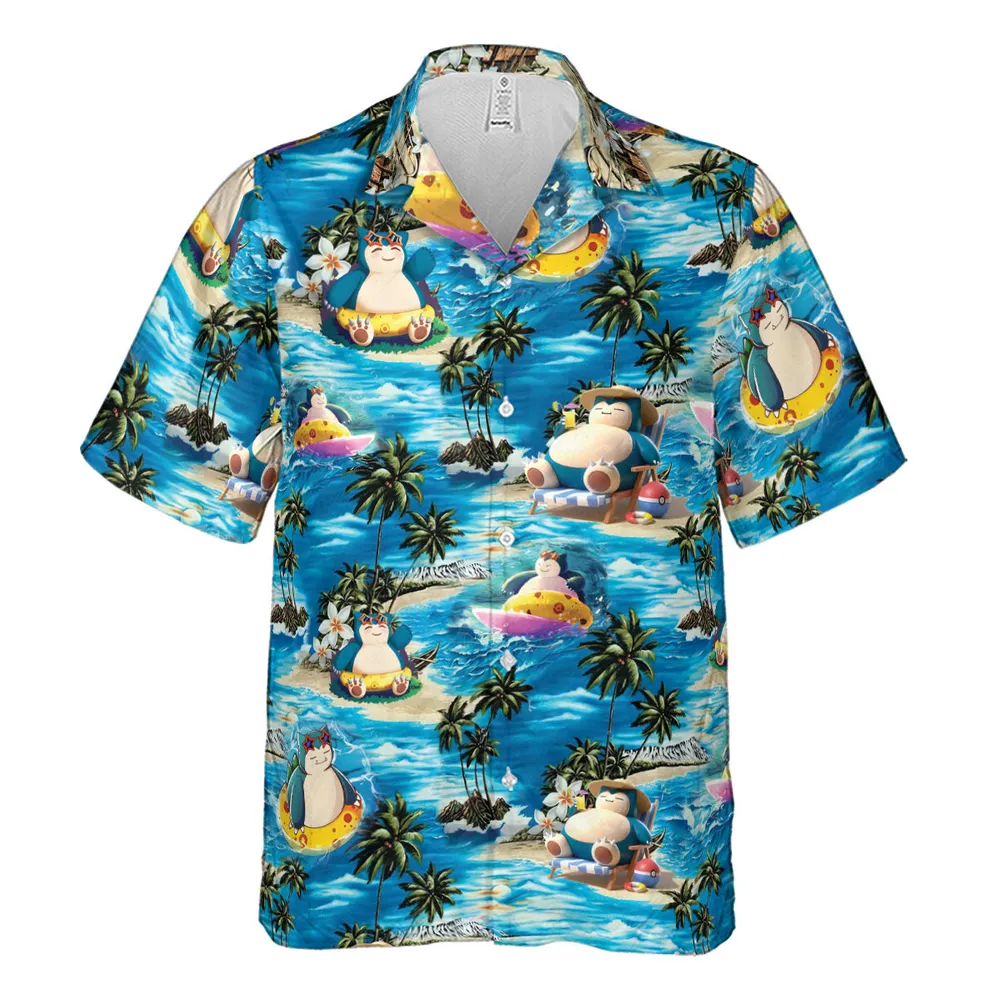 Snorlax Surfing Summer Vibes Hawaiian Shirt - 2