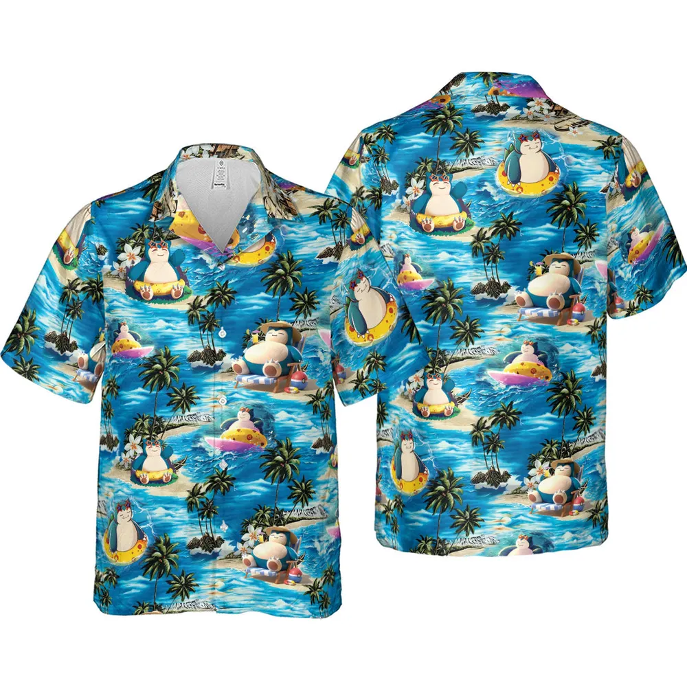 Snorlax Surfing Summer Vibes Hawaiian Shirt - 4