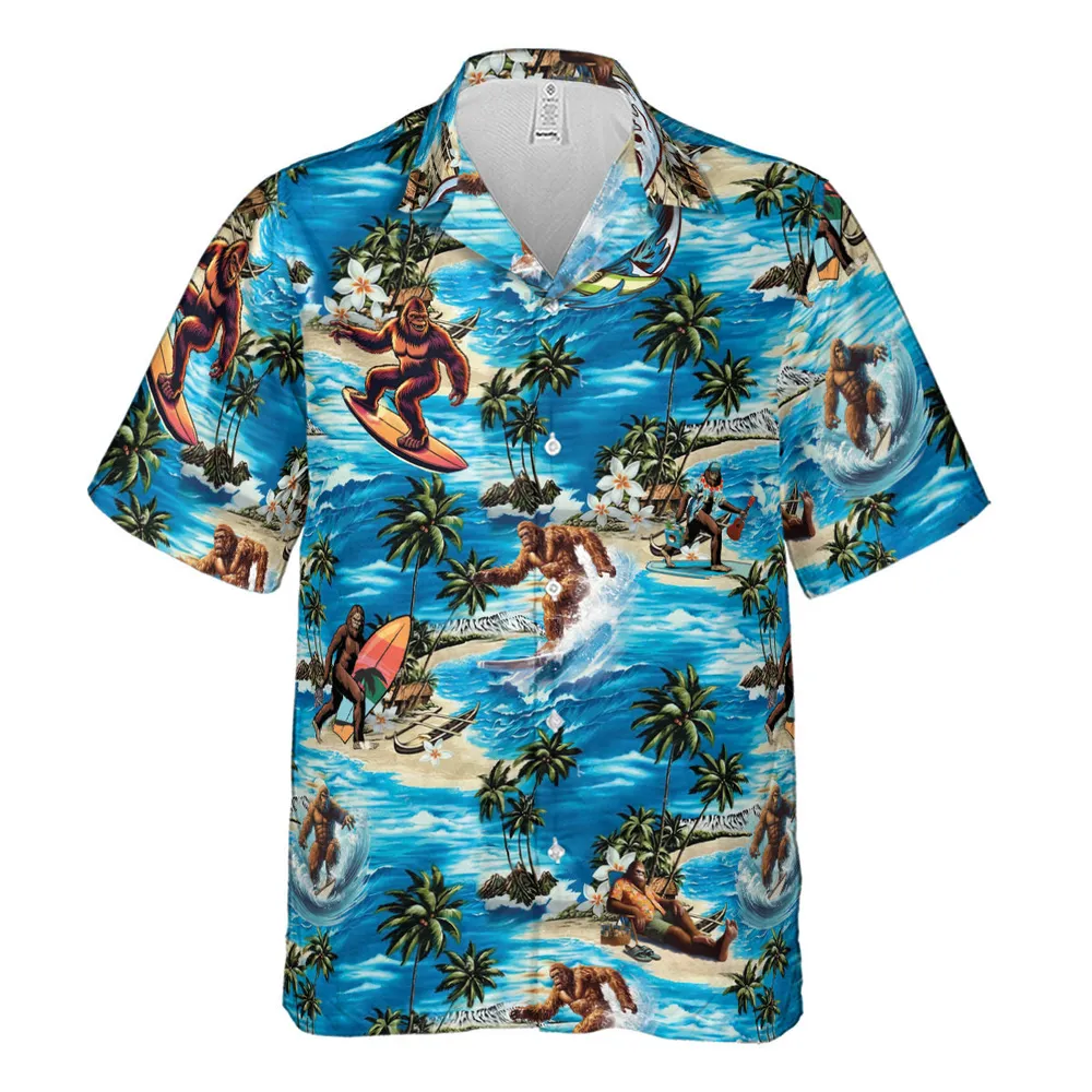 Bigfoot Surfing Summer Vibes Hawaiian Shirt - 2