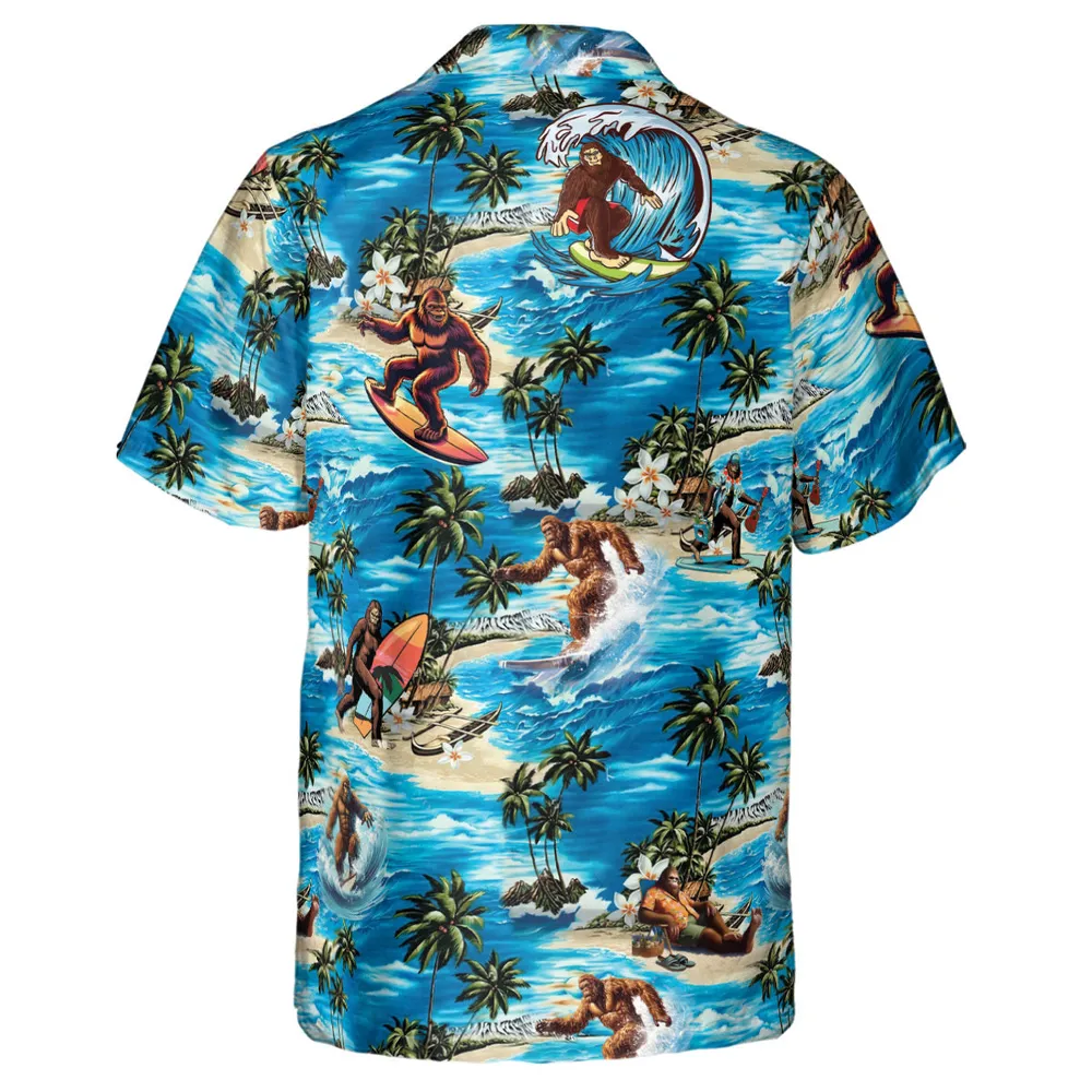 Bigfoot Surfing Summer Vibes Hawaiian Shirt - 3