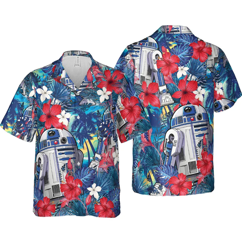 Summer Vacation R2 D2 Tropical Hawaiian Shirt - 4
