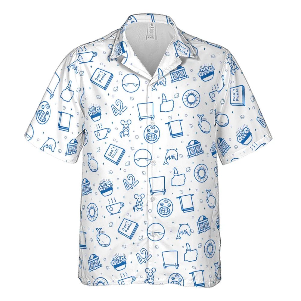 Don't Panic Life 42 The Hitchhiker's Guide to the Galaxy Hawaiian Shirt - 2