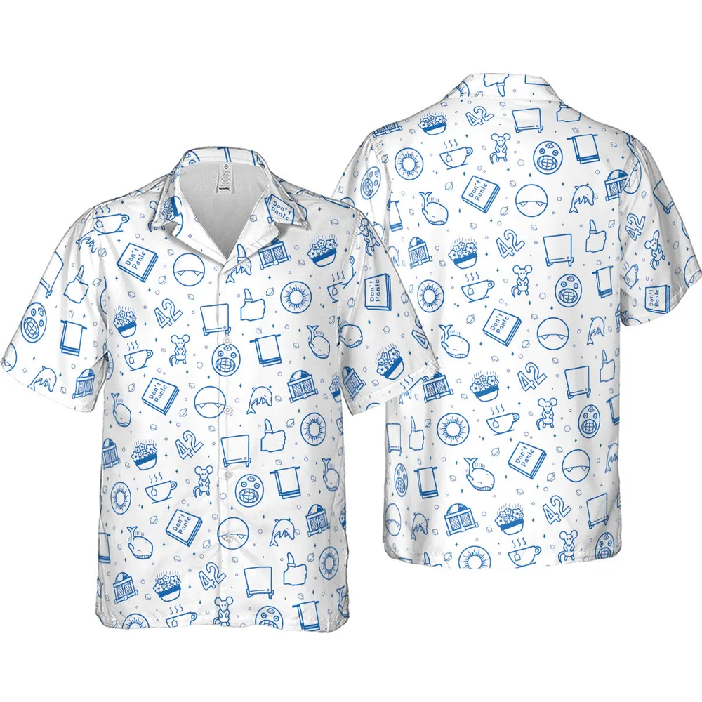 Don't Panic Life 42 The Hitchhiker's Guide to the Galaxy Hawaiian Shirt - 4