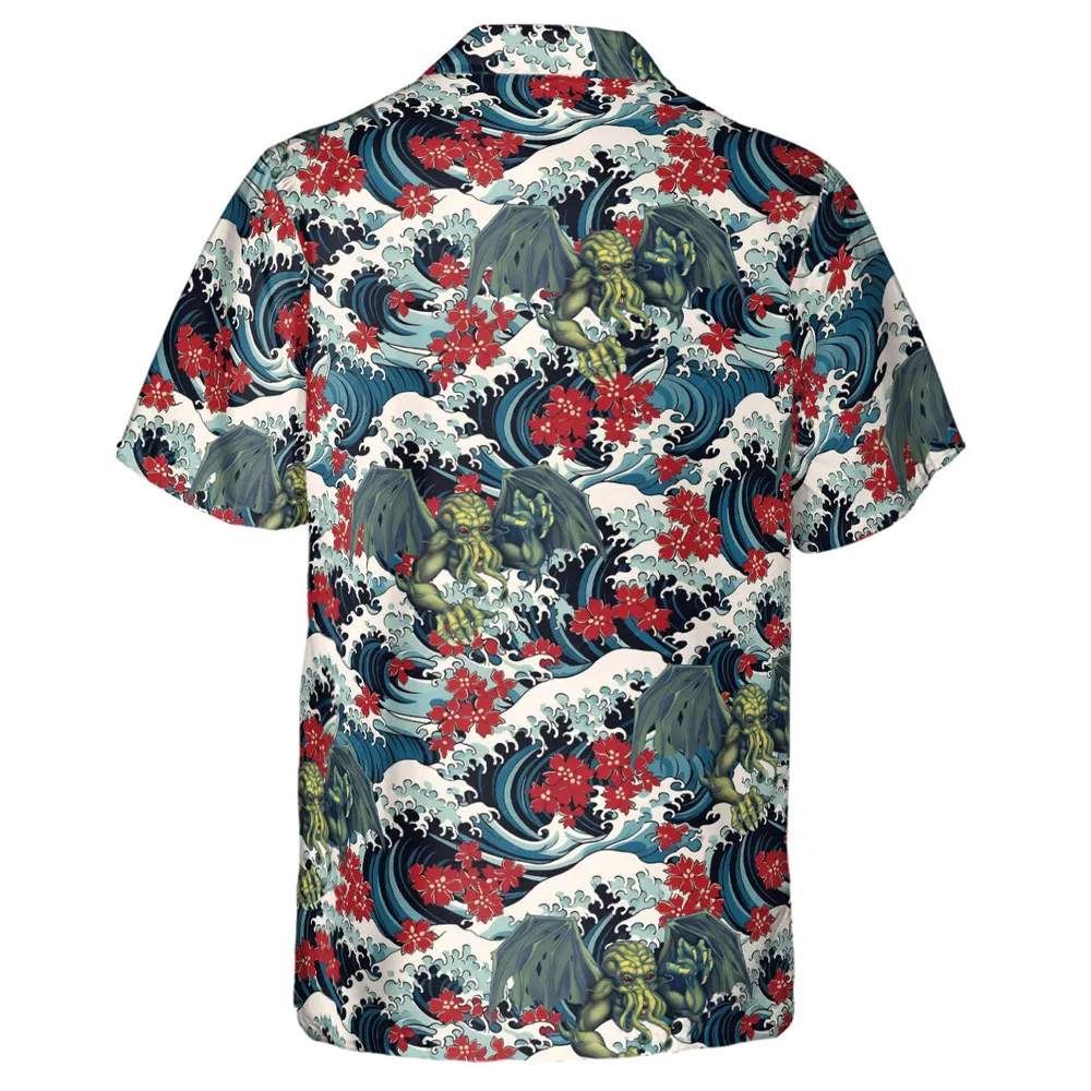 Great Waves Cthulhu Hawaiian Shirt - 3