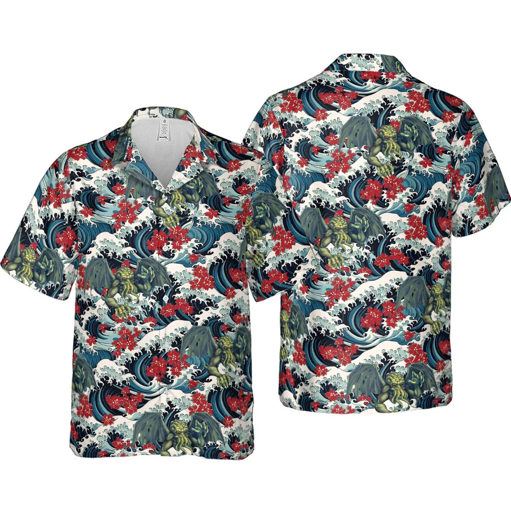 Great Waves Cthulhu Hawaiian Shirt - 4