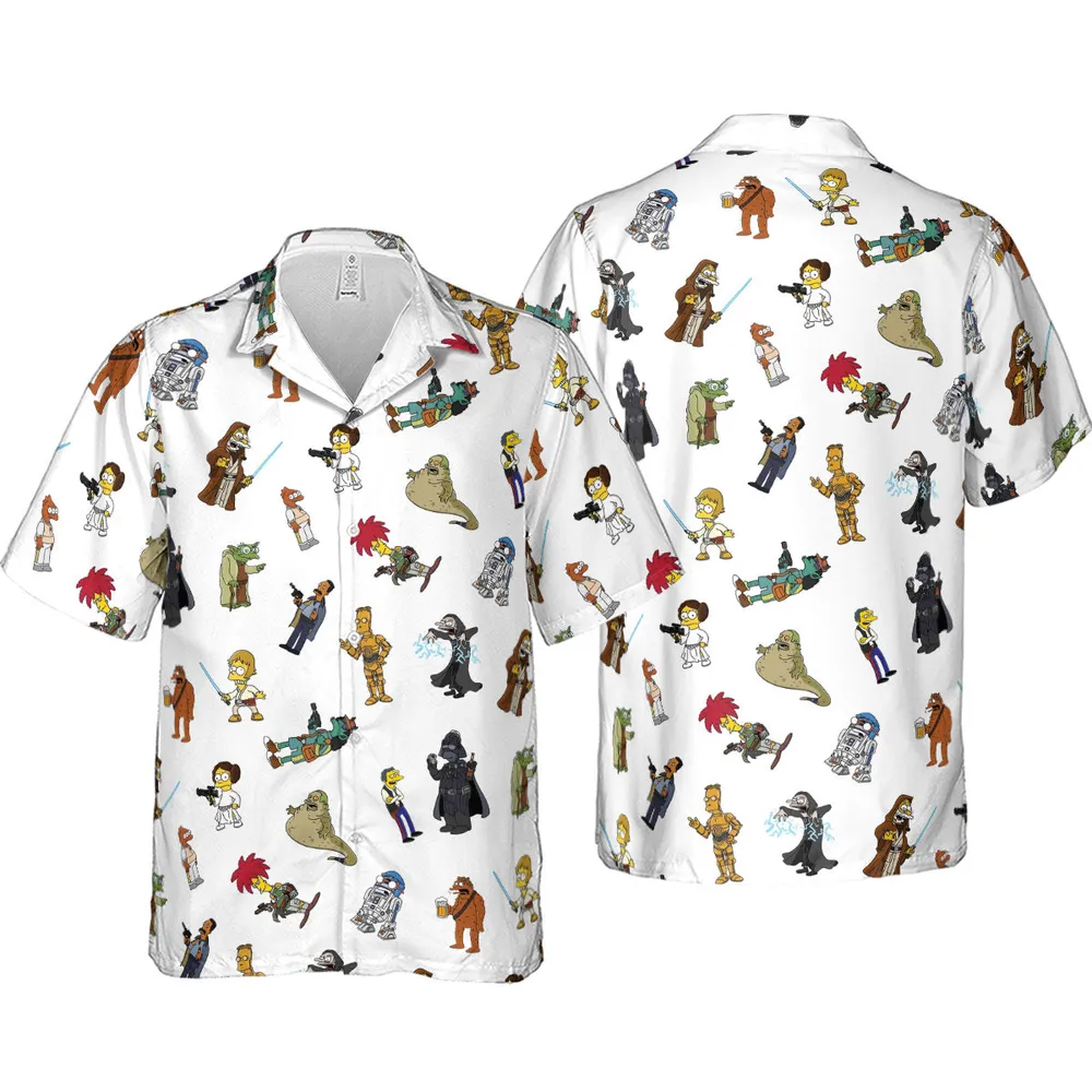 Simpsons Star Wars Mashup Hawaiian Shirt - 4