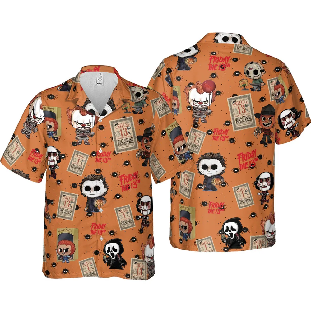 Chibi Horror Characters Hawaiian Shirt - 4
