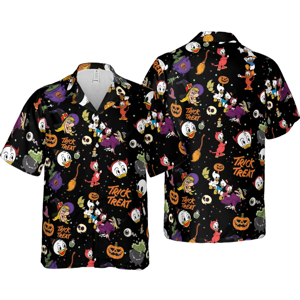 Huey, Dewey and Louie Duck Halloween Hawaiian Shirt - 4