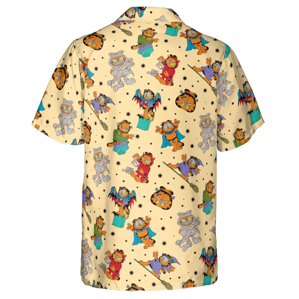 Nostalgic Cat Garfield's Halloween Adventure Hawaiian Shirt - 3