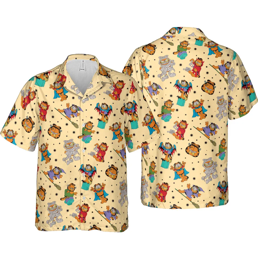 Nostalgic Cat Garfield's Halloween Adventure Hawaiian Shirt - 4