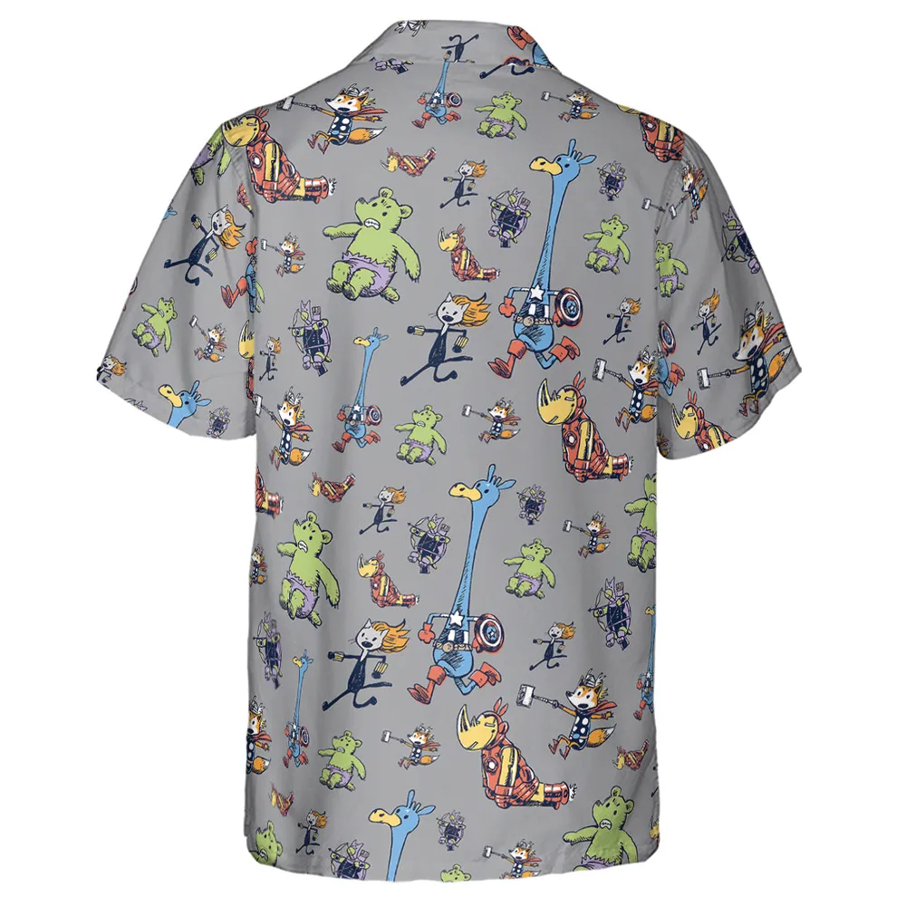 Animals Assemble Avengers Hawaiian Shirt - 3