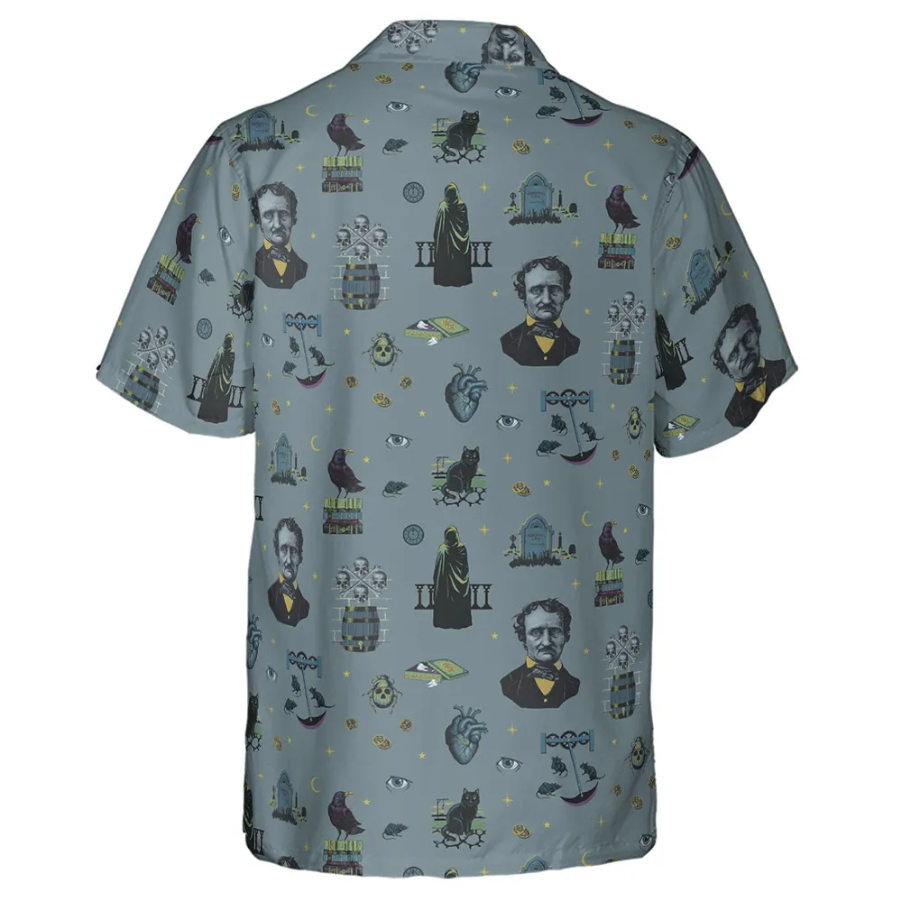 The Dark Themed Edgar Allan Poe Hawaiian Shirt - 3