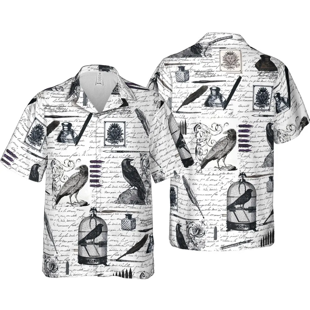 Nevermore The Raven Edgar Allan Poe Hawaiian Shirt - 4