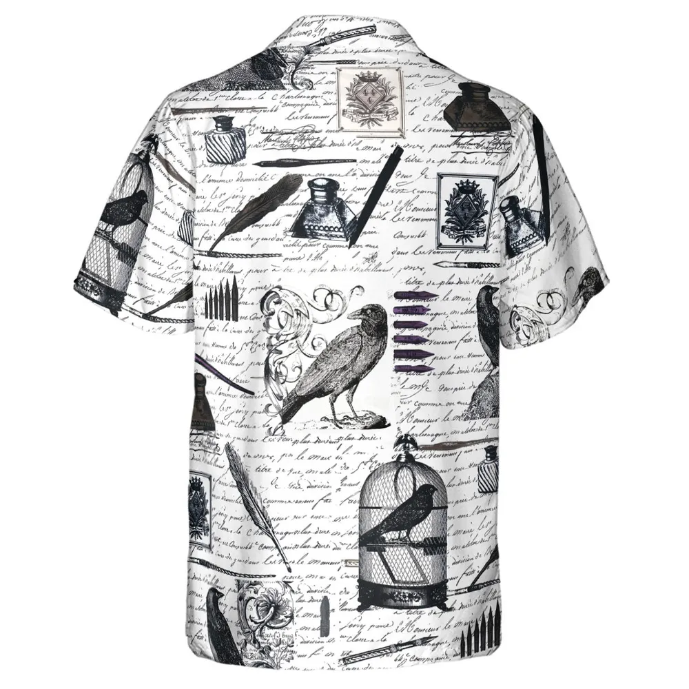 Nevermore The Raven Edgar Allan Poe Hawaiian Shirt - 3
