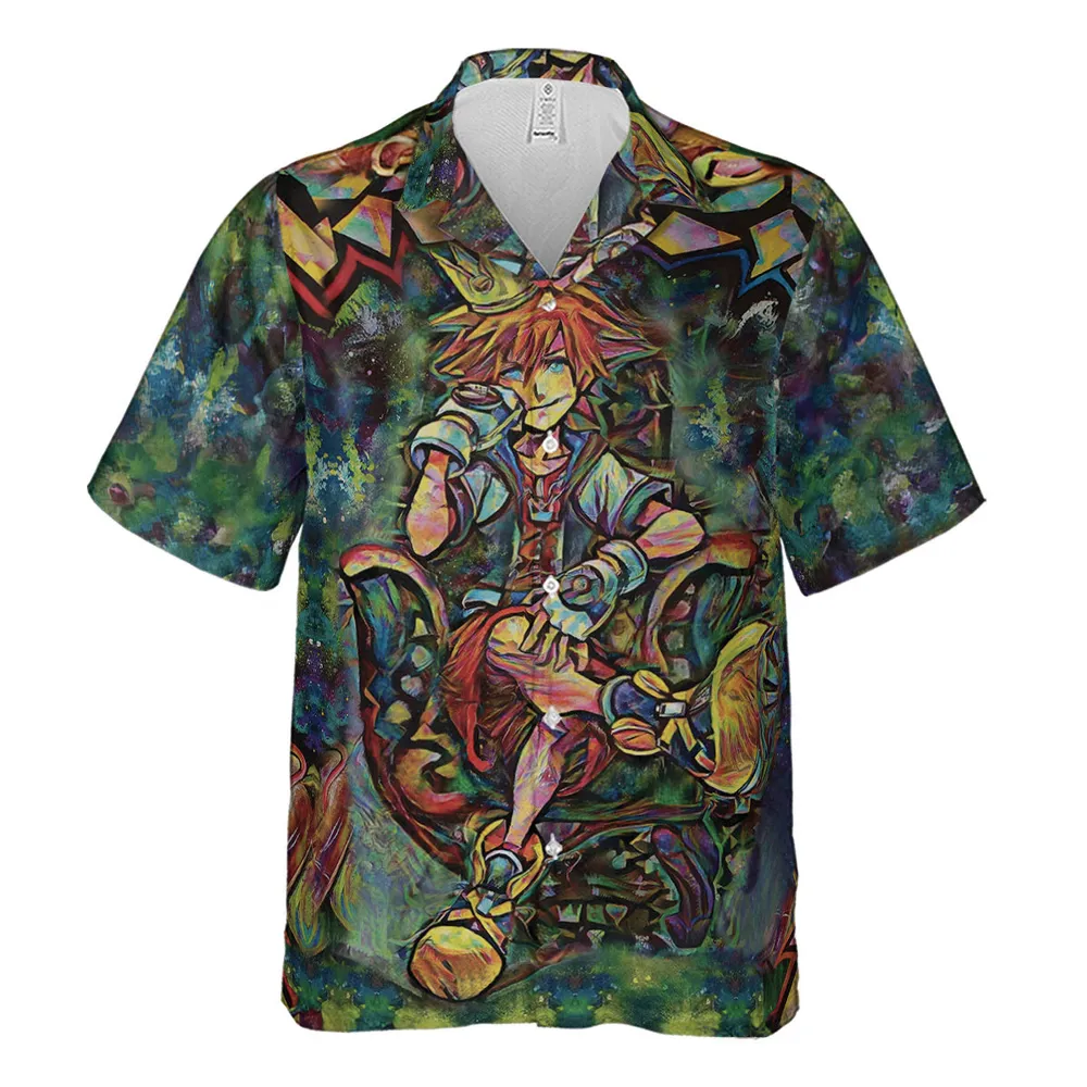 Trippy Sora Kingdom Hearts Hawaiian Shirt - 2