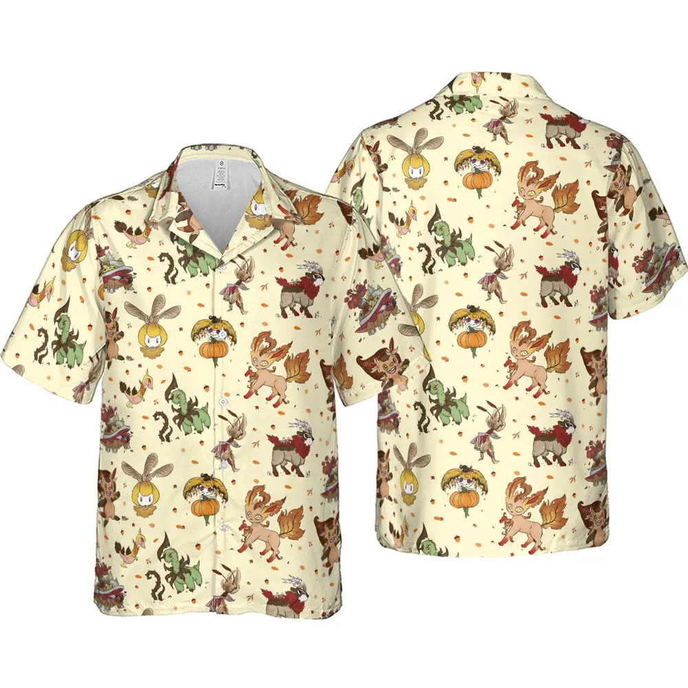 Autumn Vibes Pokemon Pattern Hawaiian Shirt - 4