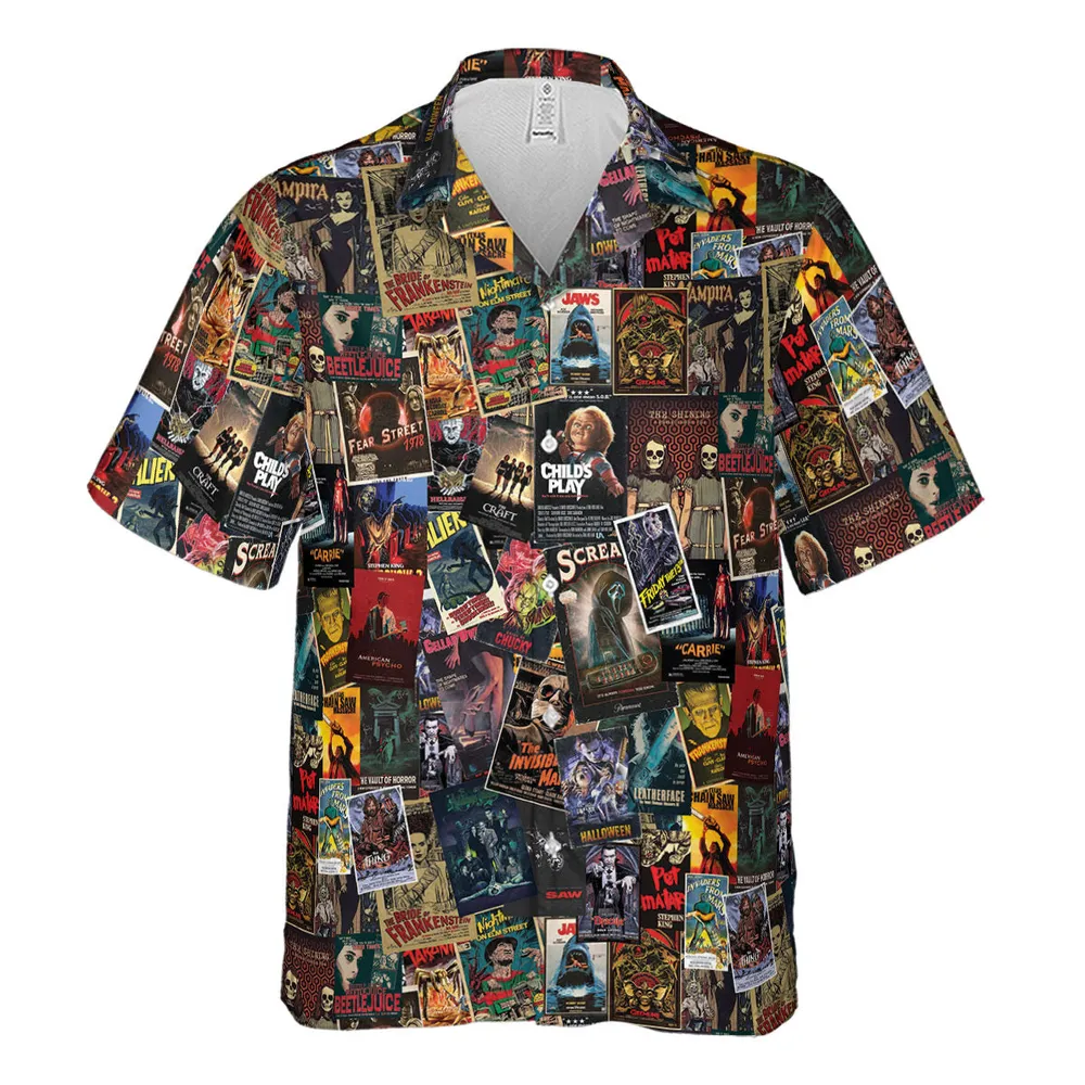 Vintage Horror Pattern Hawaiian Shirt - 2