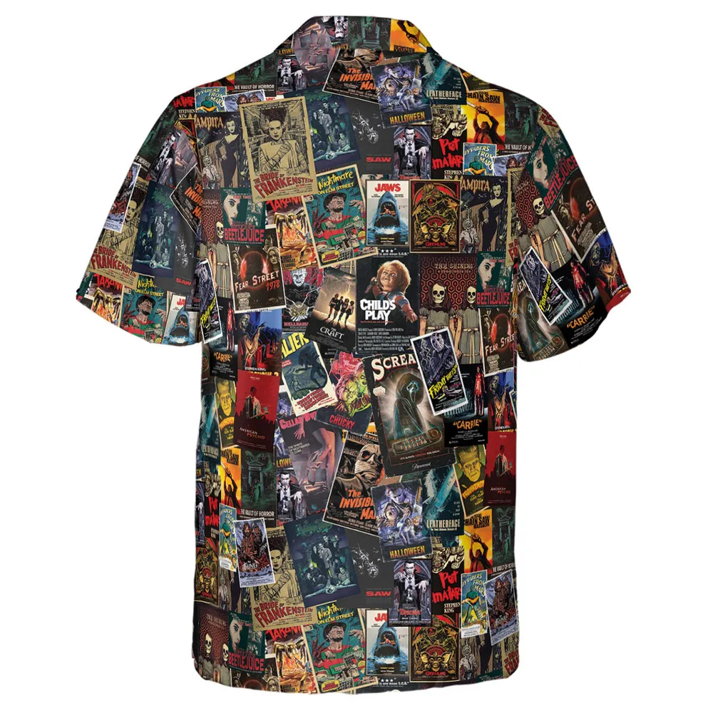 Vintage Horror Pattern Hawaiian Shirt - 3