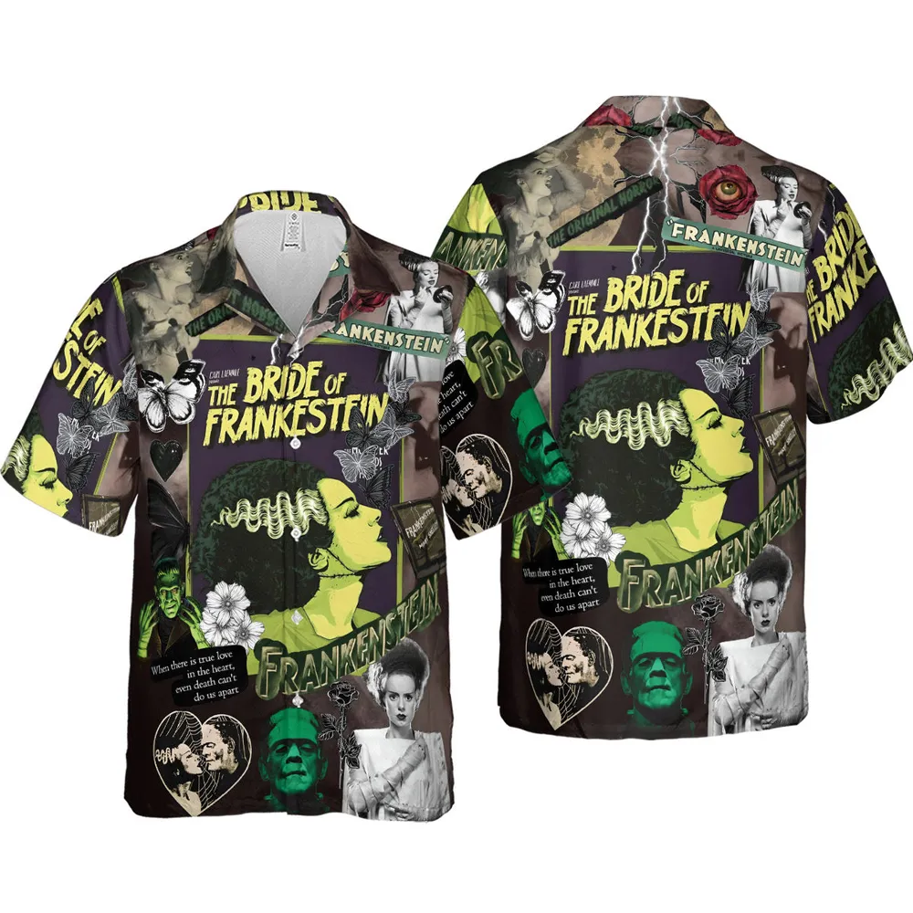 Vintage Bride Of Frankenstein Hawaiian Shirt - 4