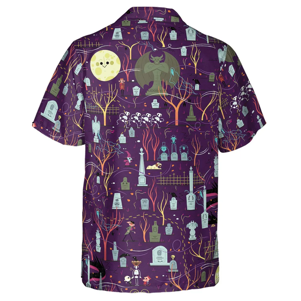 Nostalgic 80s 90s Spooky Scene Hawaiian Shirt - 3