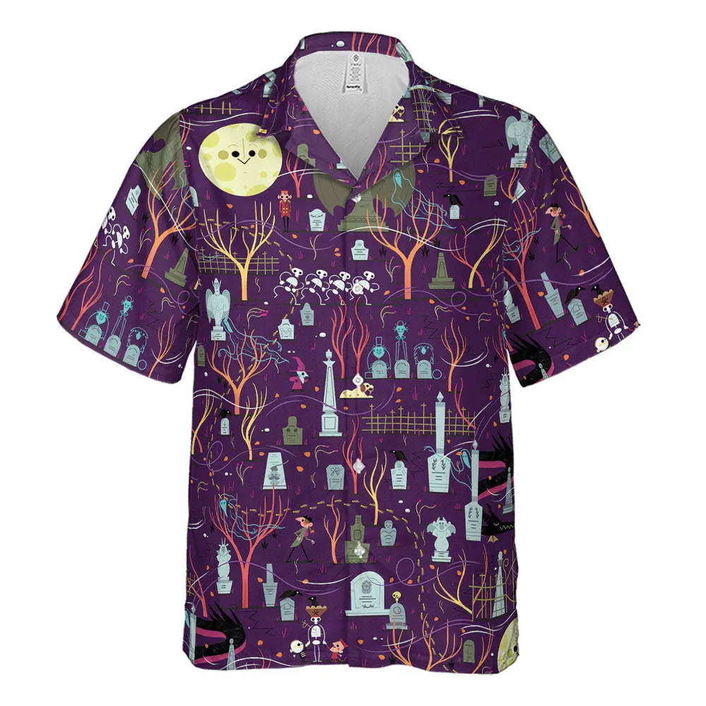 Nostalgic 80s 90s Spooky Scene Hawaiian Shirt - 2