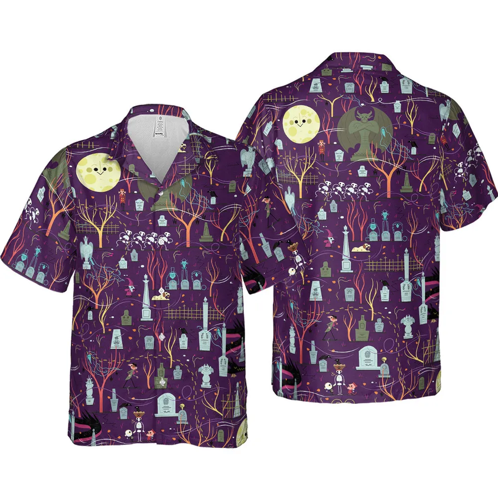 Nostalgic 80s 90s Spooky Scene Hawaiian Shirt - 4