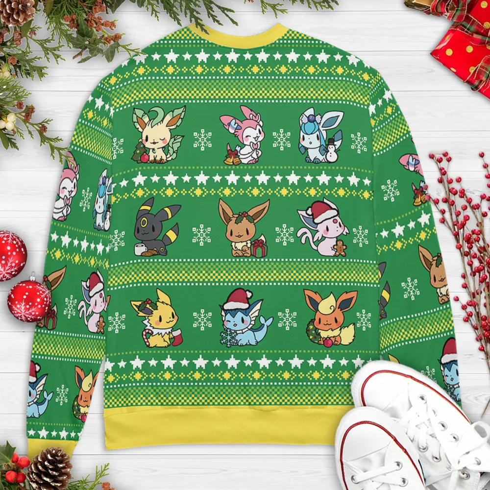 Eevee Merry Christmas Pokemon Ugly Christmas Sweatshirt - 3