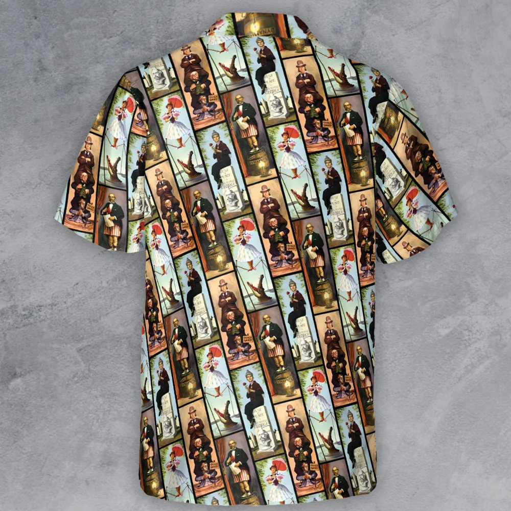 Haunted Mansion Vintage Stretch Pattern Button Down Shirt - 3