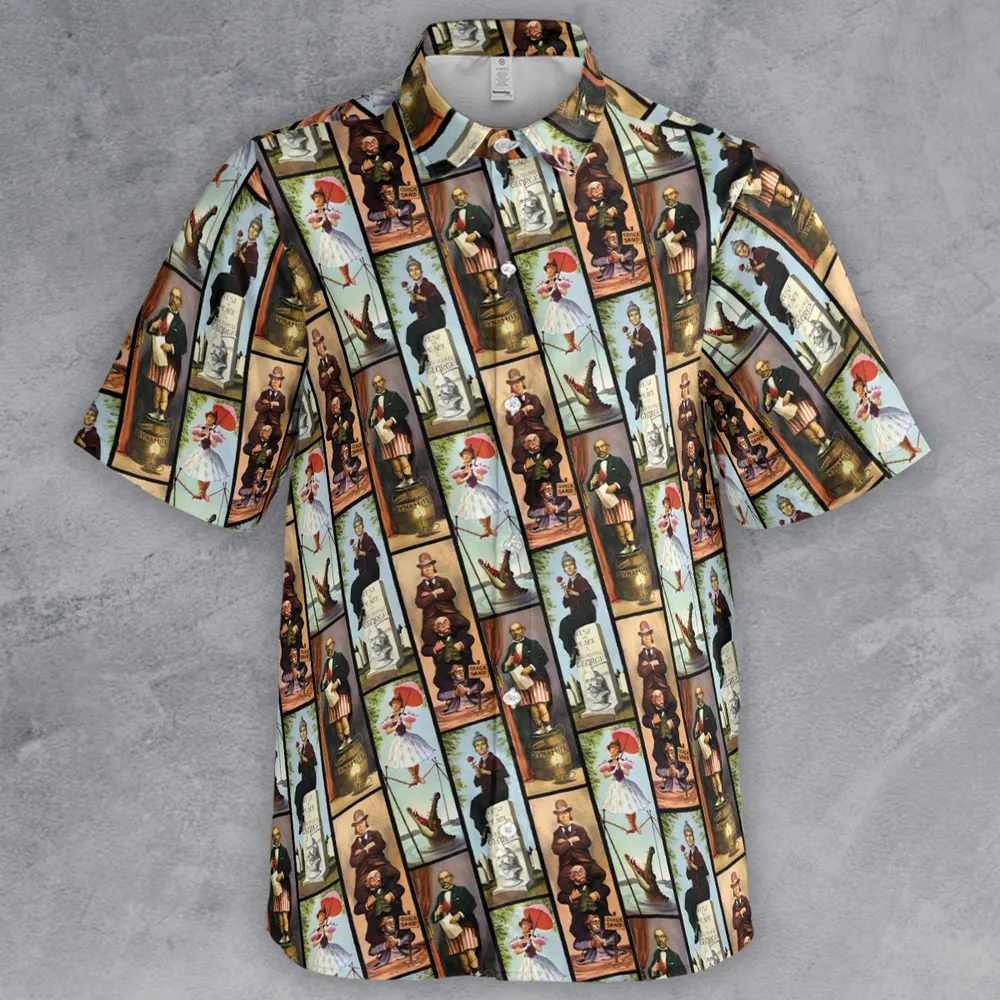 Haunted Mansion Vintage Stretch Pattern Button Down Shirt - 2