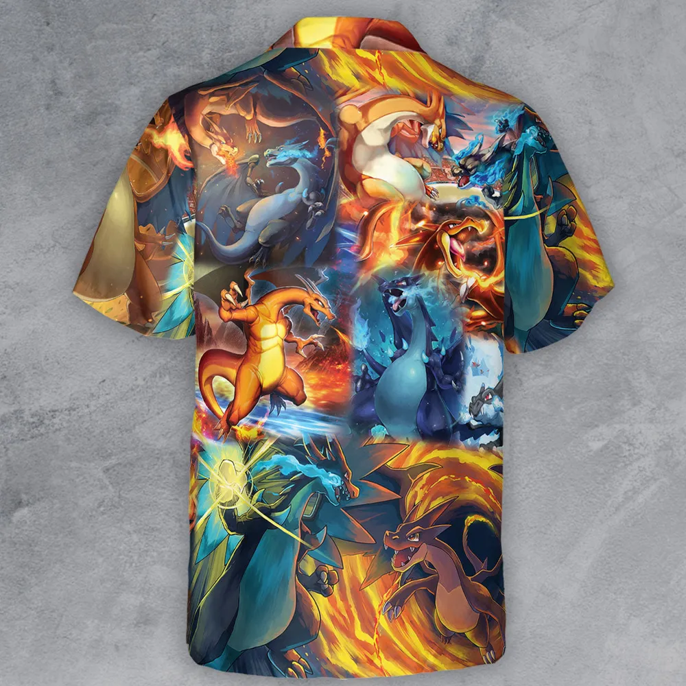 Charizard Ice Fire Dragon Combat Button Down Shirt - 3