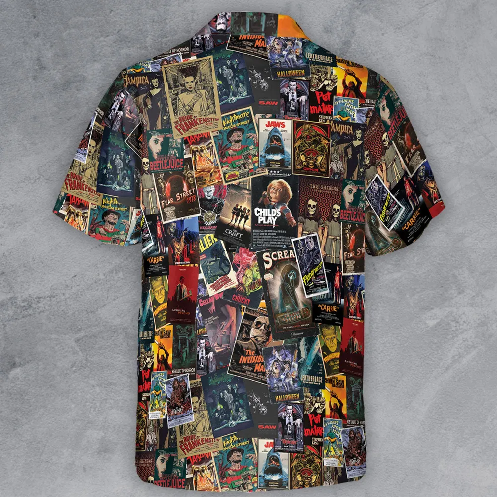 Vintage Horror Pattern Button Down Shirt - 3
