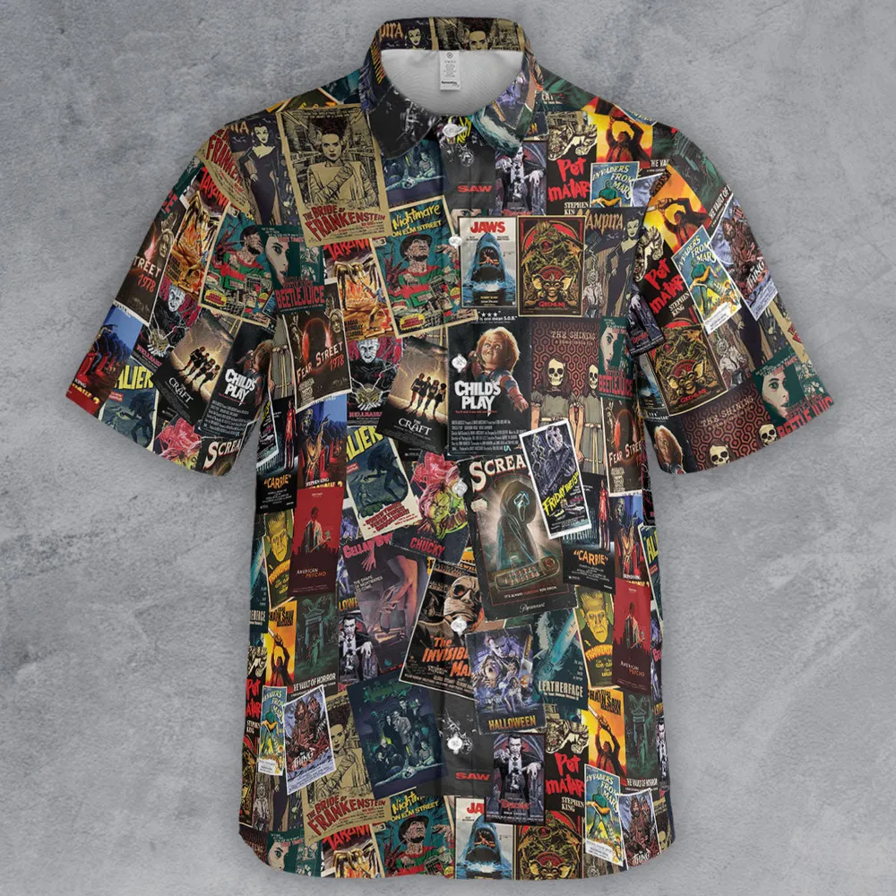 Vintage Horror Pattern Button Down Shirt - 2