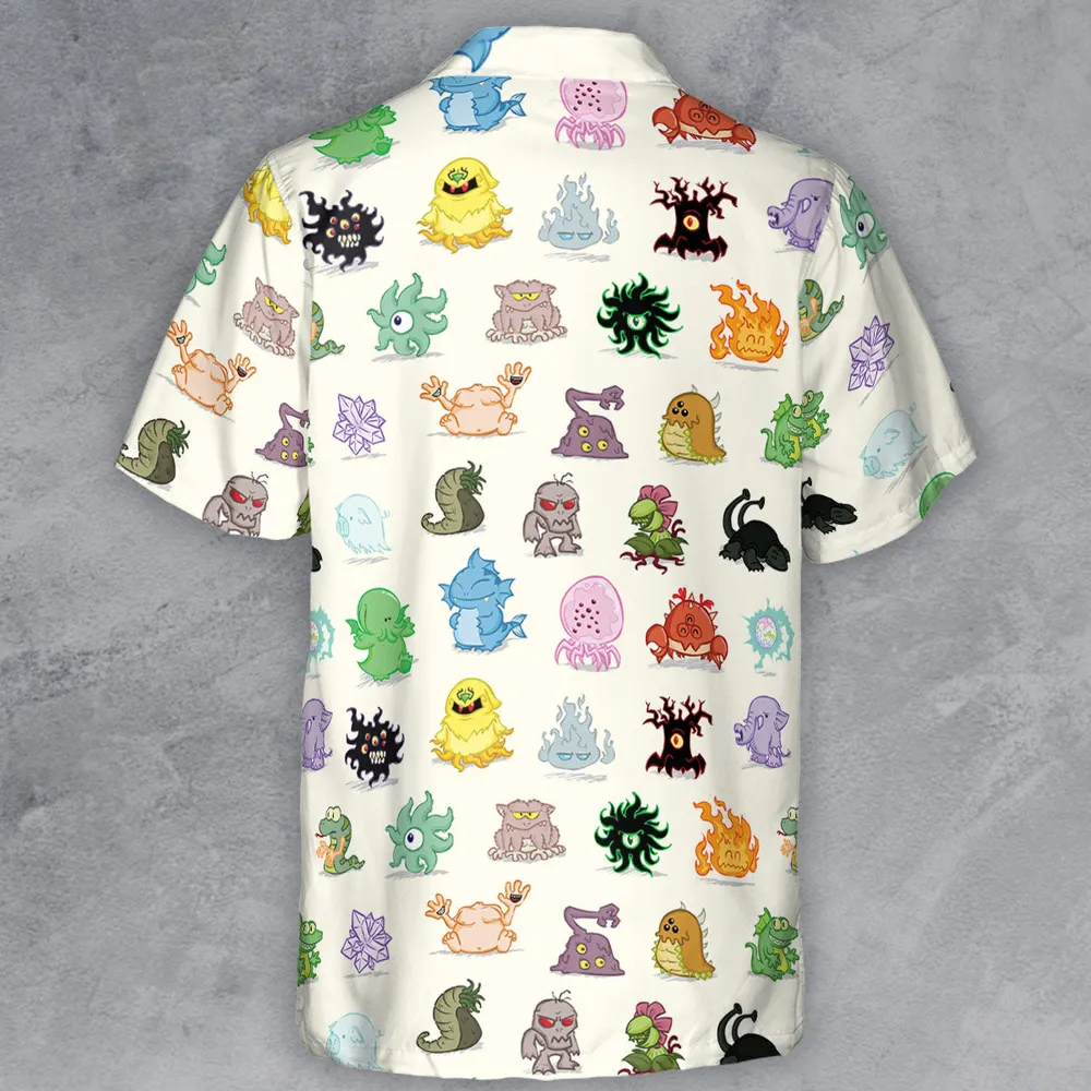 Cute Monsters H. P. Lovecraft Button Down Shirt - 3