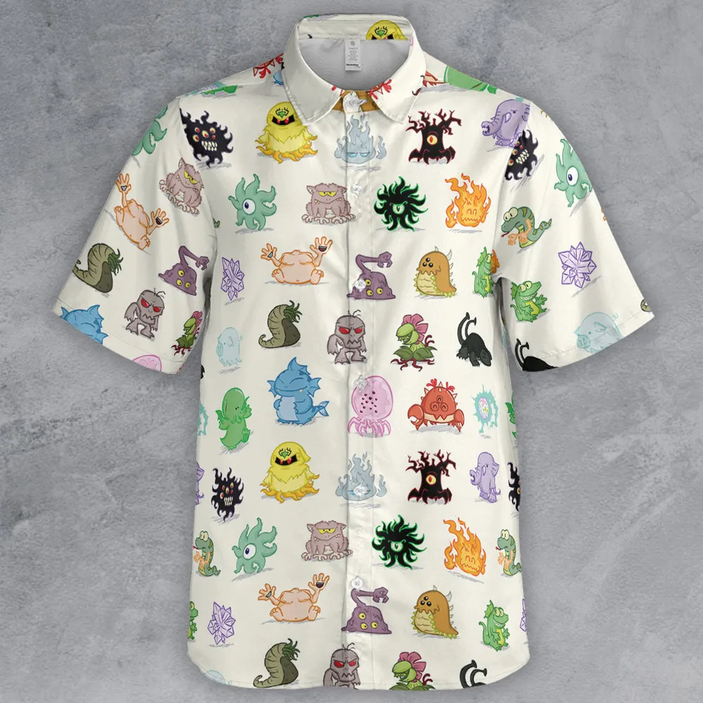 Cute Monsters H. P. Lovecraft Button Down Shirt - 2